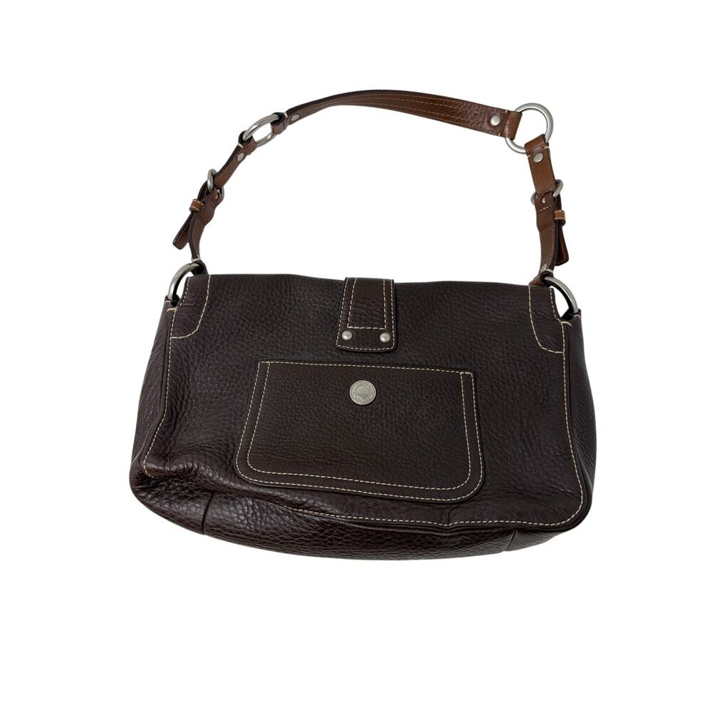Vintage Y2K Coach Chelsea Handbag Brown Leather Shoulder Bag Fold Over Flap - Picture 5 of 10